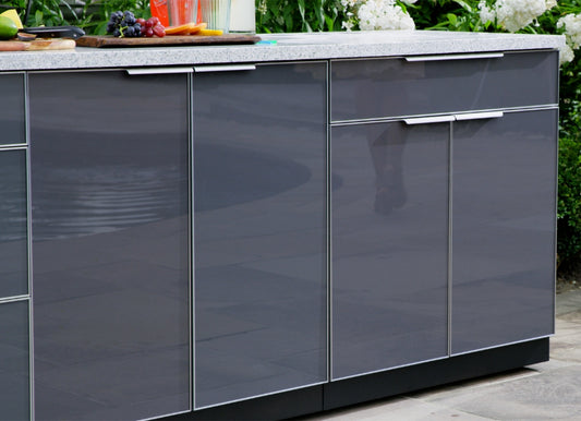 Classic Series 6PC Modular Outdoor Kitchen · Aluminum · Tempered Glass Door