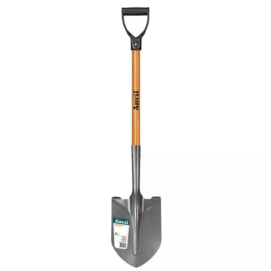 28 In. Wood D-Grip Short Handle Carbon Steel Digging Shovel
